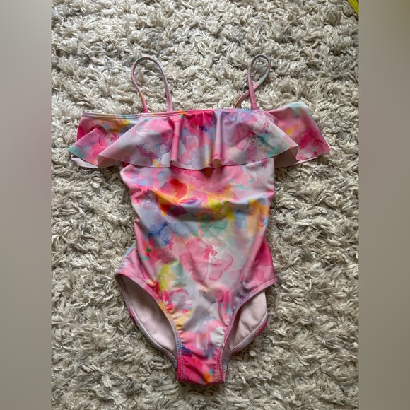 Cat & Jack Other - Cat & Jack Girls Swimsuit One-piece Size 8 watercolor Colorful Ruffled
